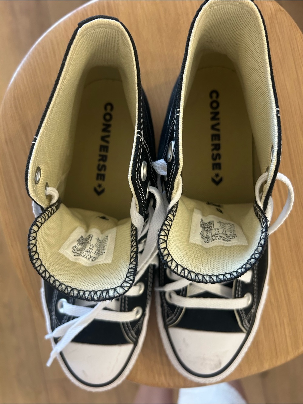 Converse High-Top Sneakers in Black and Cream - Picture 3 of 6